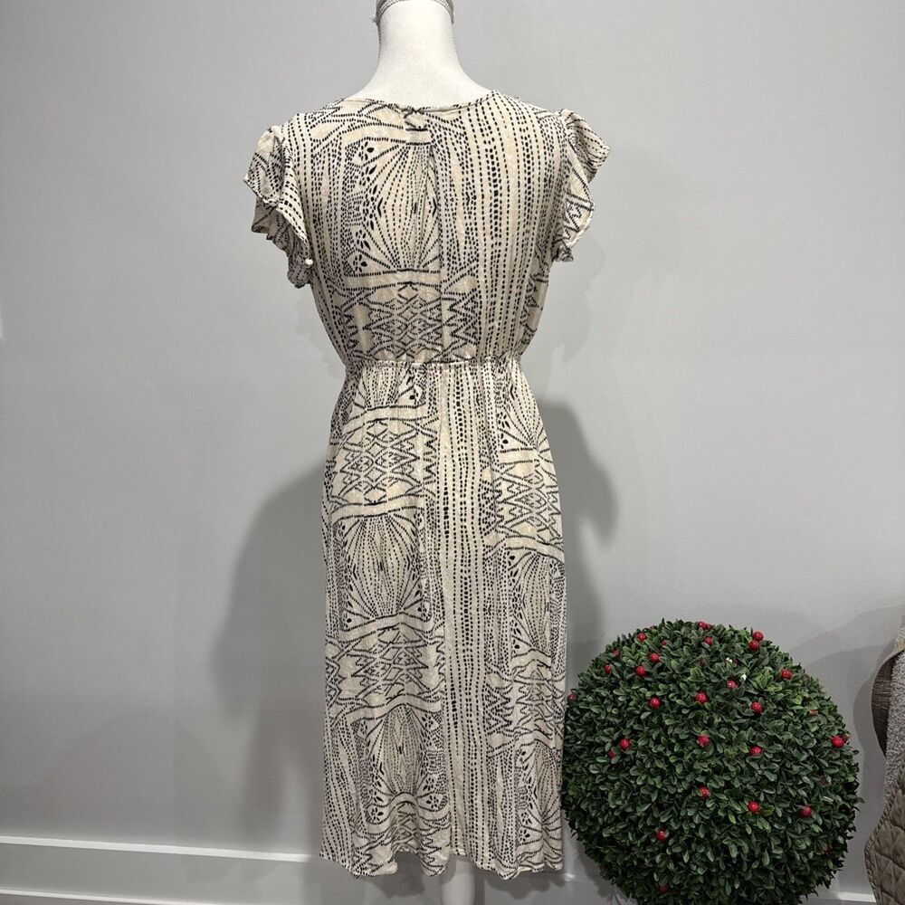 Boutique Designer Kori Blue Aztec Mid Wrap Dress pockets Sz S - Picture 6 of 10